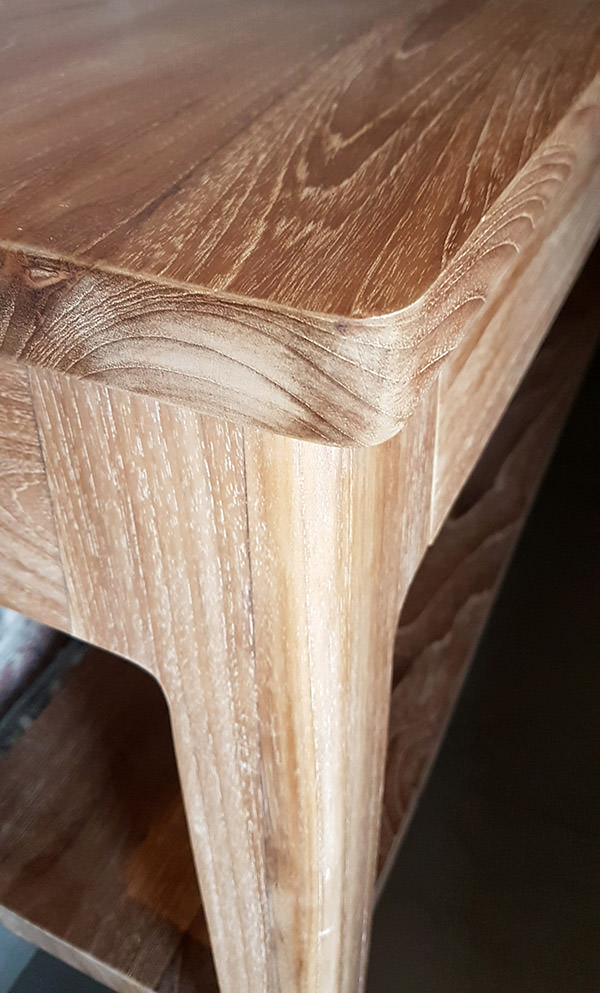 detail of a teak scandinavian tv cabinet table