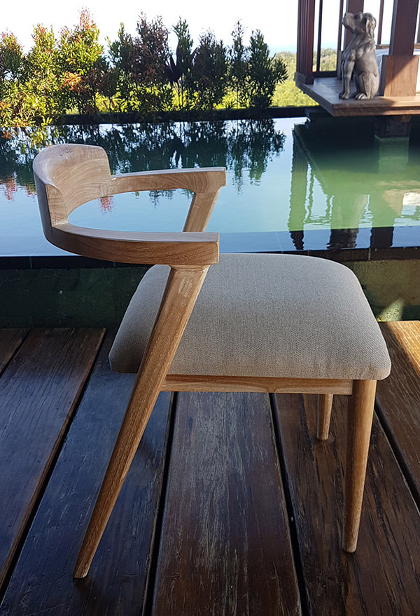 Scandinavian dining chair with natural teak legs