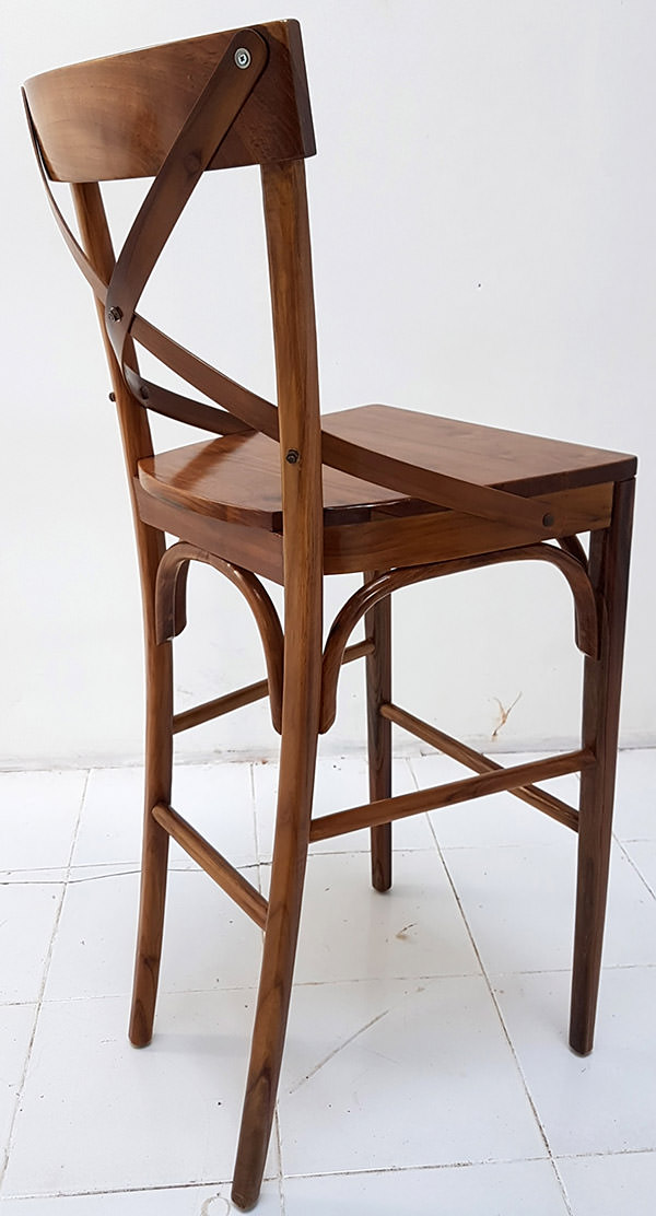 teak bar chair with semi-gloss finish