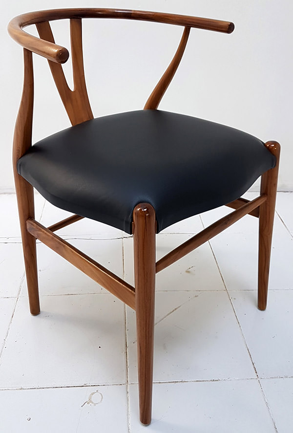 scandinavian dining chair with black leather