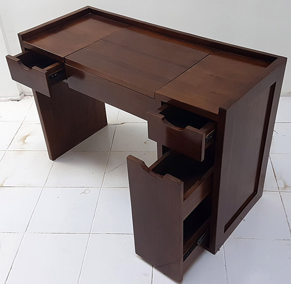 scandinavian teak wooden desk with 2 drawers