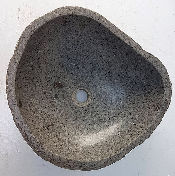 polished river stone wash basin