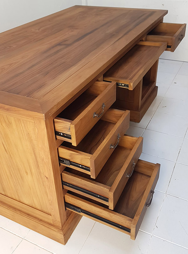 teak desk with drawers