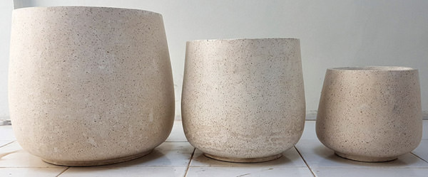 set of 3 terrazzo pots with natural finish