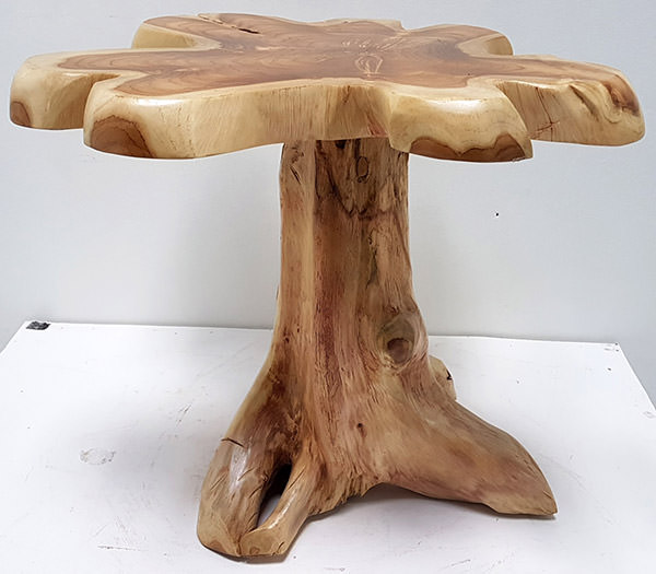 suar wooden side table with organic leg