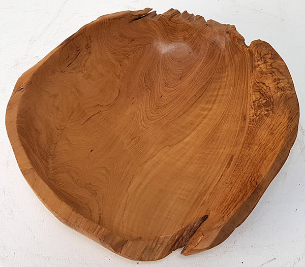 teak wooden fruit bowl with natural fine sanding finish