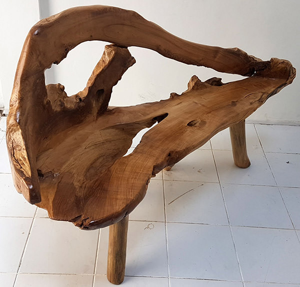 tree root bench with natural shape