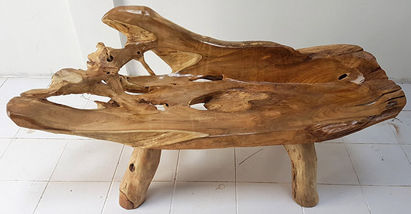 tree root bench with organic shape