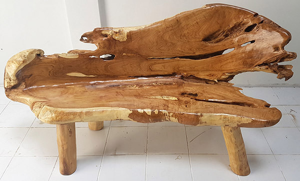 teak wood root bench