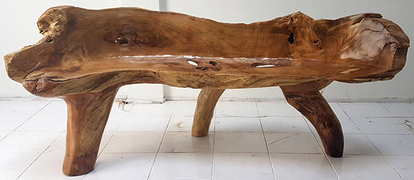 solid Balinese teak wooden root bench