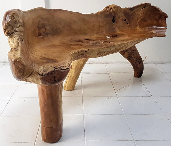 solid Javanese teak wooden root bench