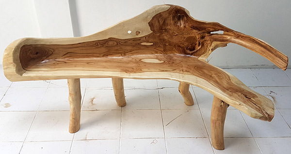 solid teak wooden root bench from Bali