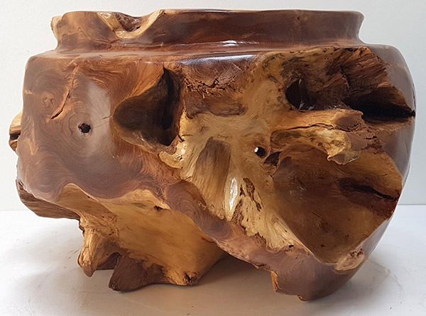 rain tree wood decorative pot with natural coating