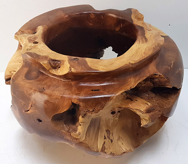 rain tree wood decorative pot with clear coating