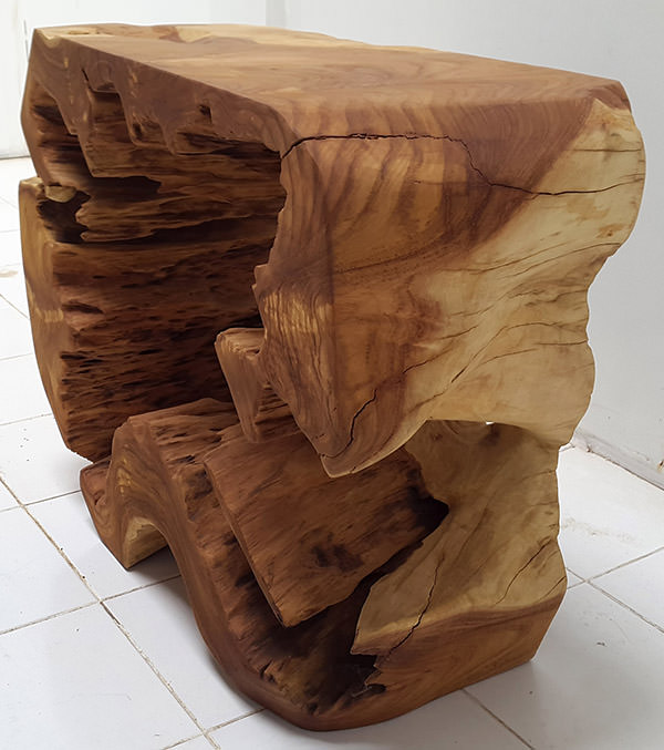 unique solid teak root console table with natural finish