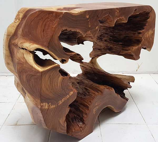unique solid teak root console table with organic shape