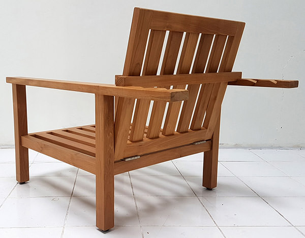 teak outdoor armchair with fine sanding