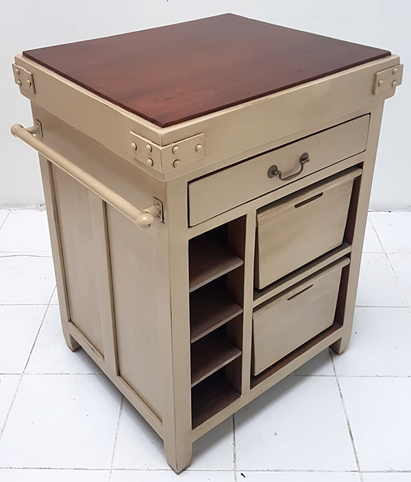 kitchen mahogany buffet with white distressed finishing