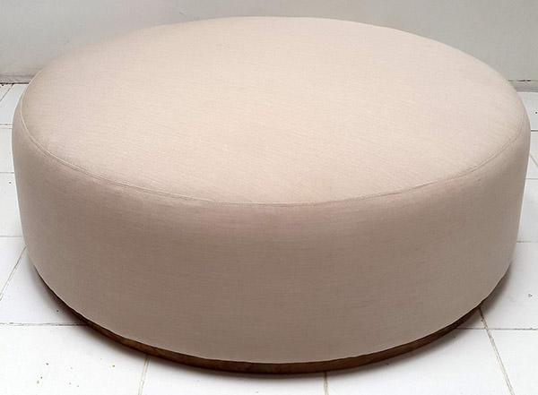 white linen round stool