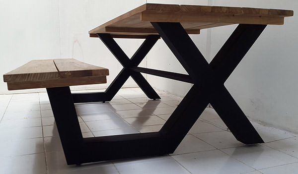 bench and table outdoor set