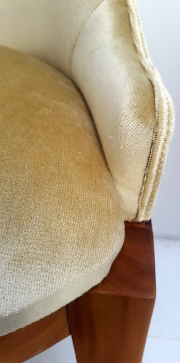 detail of a yellow velvet upholstery