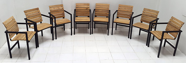 teak and iron garden chairs set