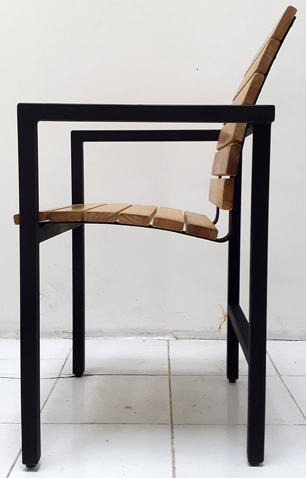 teak and iron garden armchair