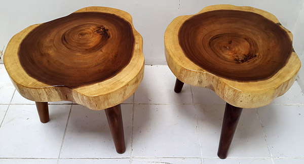 set of 2 suar coffee tables with natural edges