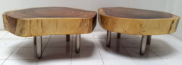 suar tables with stainless steel legs