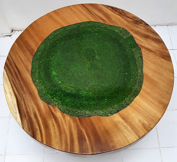 teak and resin coffee table table top