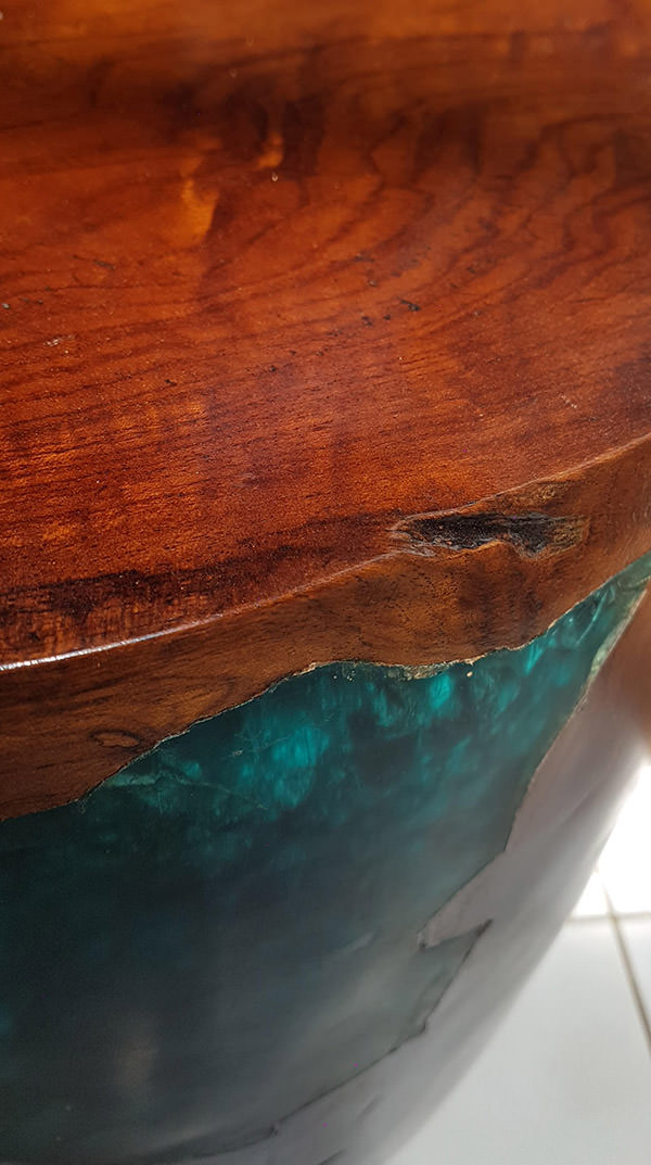 teak and resin