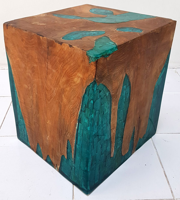 square wooden stool