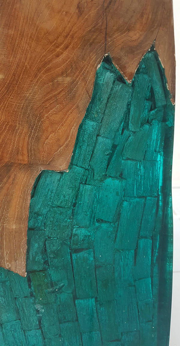 teak and resin detail