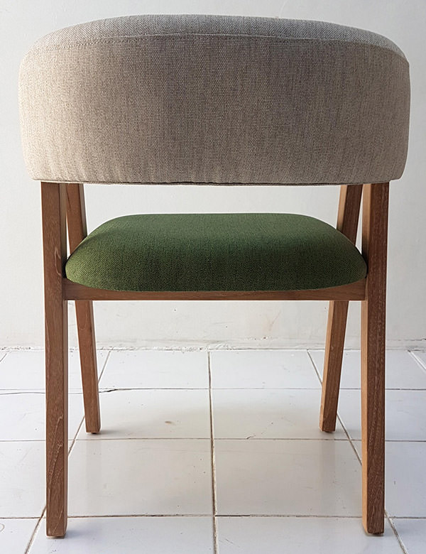 scandinavian armchair with large linen backseat