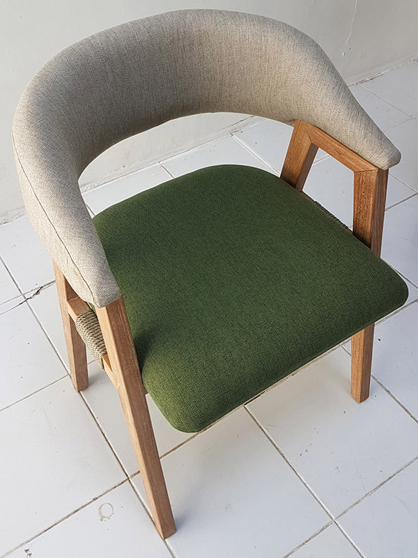 scandinavian chair with linen backseat