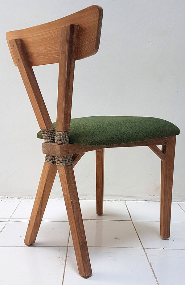 scandinavian teak dining chair with X-shaped legs
