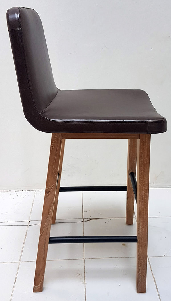 scandinavian teak bar chair with genuine italian leather seating