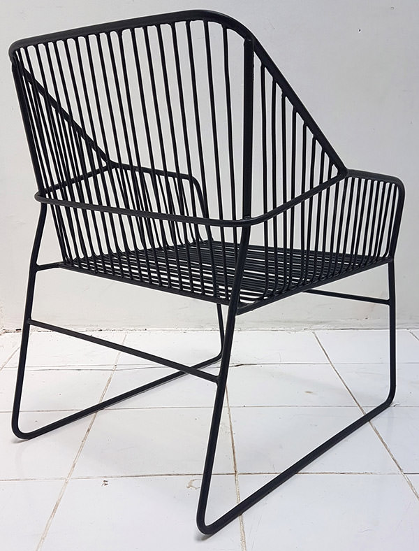 garden black powder coated iron armchair