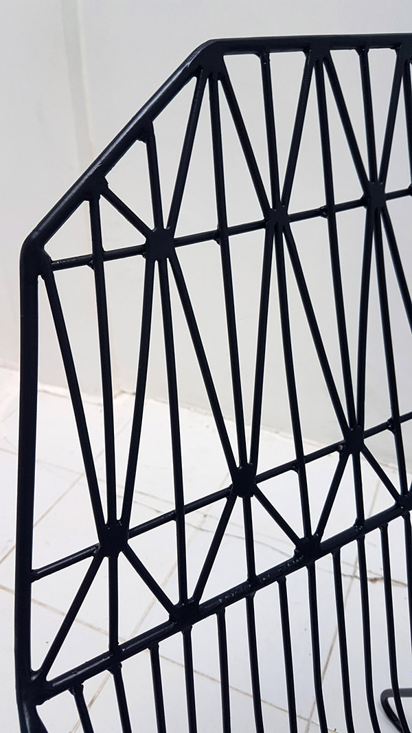 powder coated black iron with welded geometric pattern for outdoor restaurant furniture