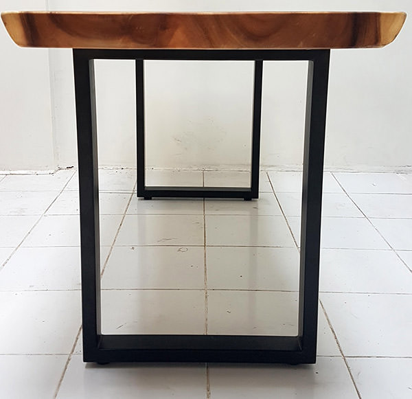 suar wood console with black powder coated squared iron legs