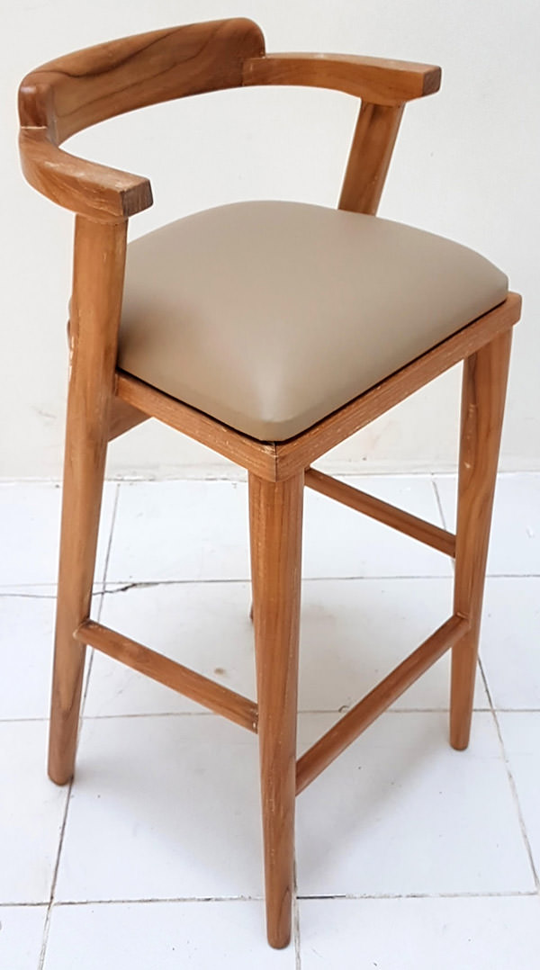scandinavian bar chair with genuine Italian leather seat