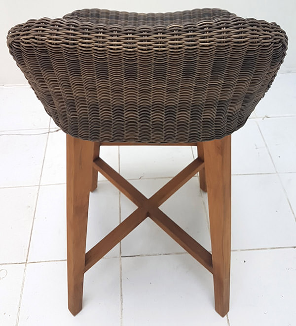 synthetic rattan and teak bar chair