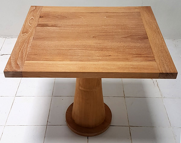 teak restaurant table with white wash finish