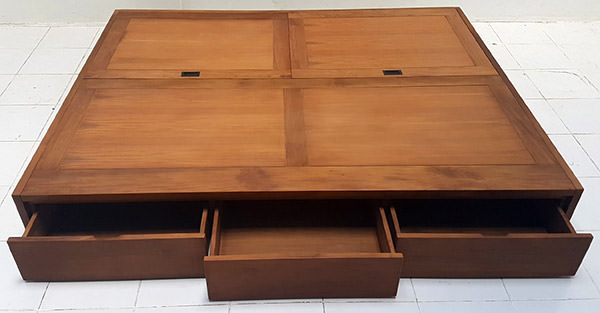 teak bed with drawers