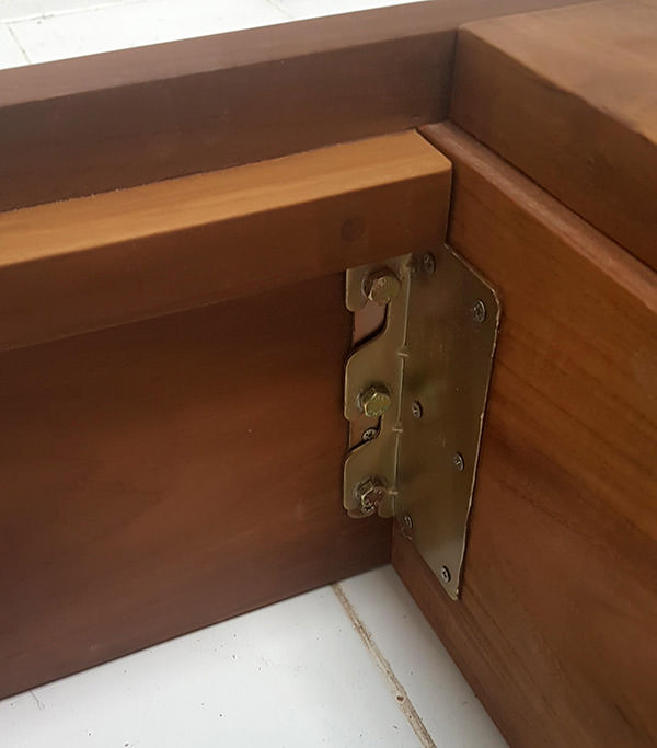 teak bed hardware