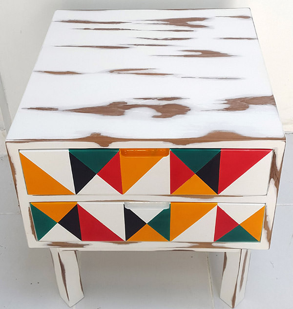 white green black and red mahogany side table