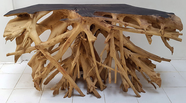 teak root furniture with sugi ban charcoal top