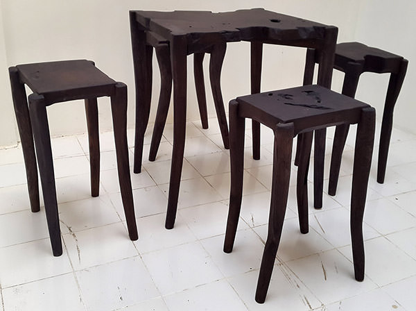 triple burnt table charcoal set