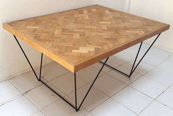 teak wooden outdoor table with small lamination