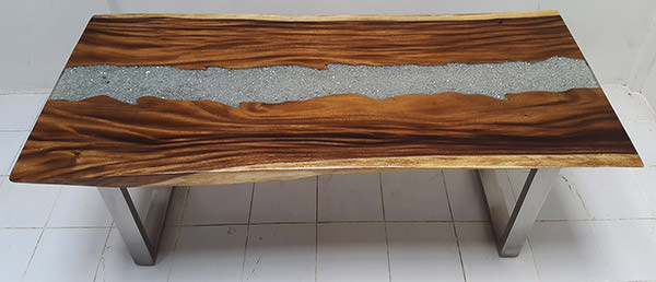 rain tree table with resin